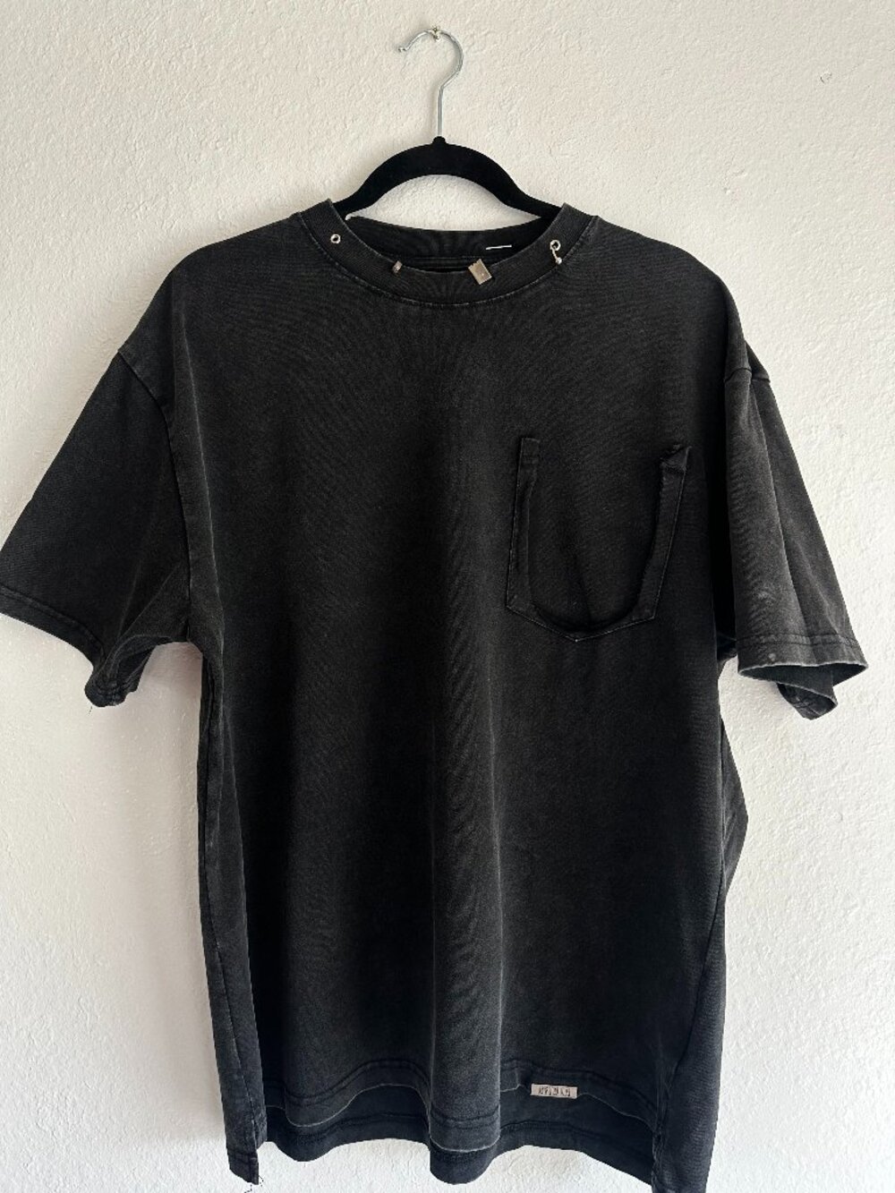 GFTD LA Washed Black Oversized Pocket T-Shirt Metal Hardware